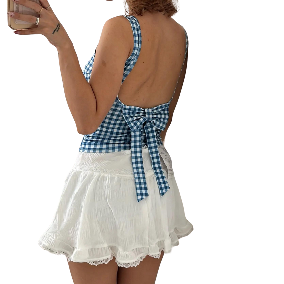 SLEEVELESS CROP TOP WITH BACK BOW DETAIL