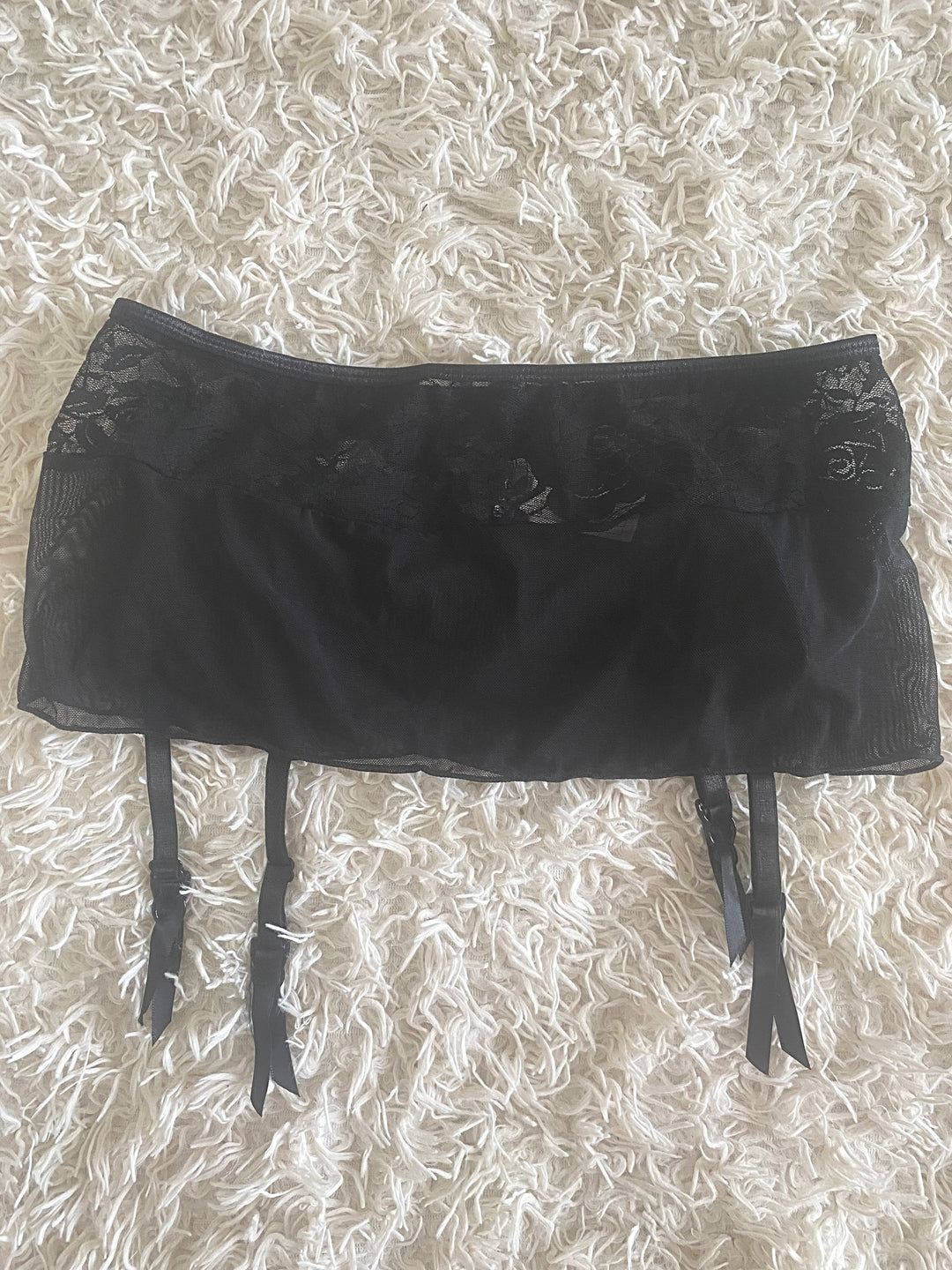 Solid Lace Mini Garter Skirt with Thong